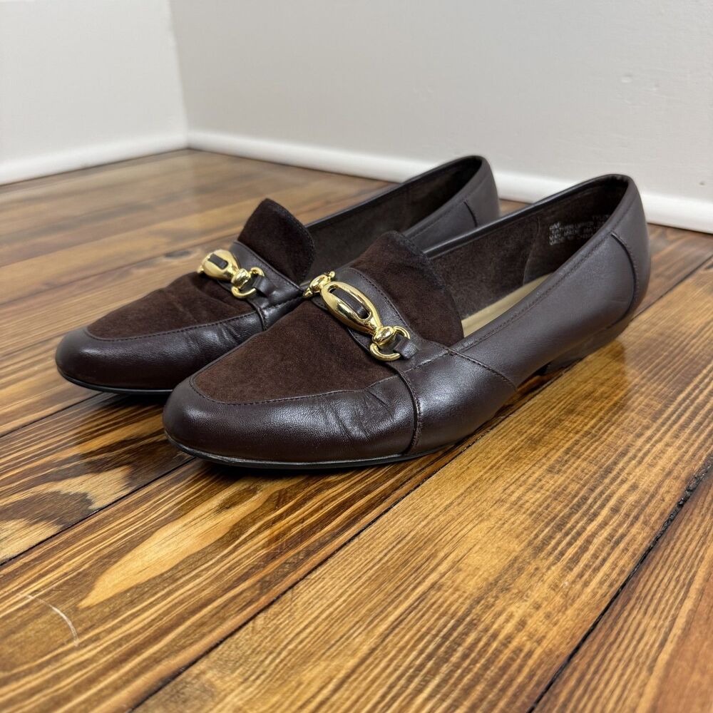 Vintage Brown Suede Horsebit Loafers Old Money Minimalist, 9M